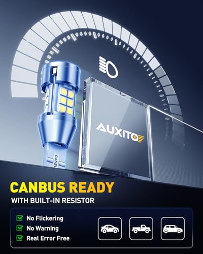 Image of AUXITO 912 921 LED Reverse Light Bulbs, 700% Ultra Bright T15 W16W 906 904 LED Backup Lights with 3030-Chipsets, CANBUS Ready Plug and Play with Cooling Fan for License Plate Reverse Light, Pack of 2