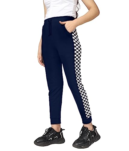 Image of KYDA Kids Girls 100% Cotton Chess Print Track Pants | Elastic Waist Regular Fit | Soft Breathable Kids Casual Wear with Side Pockets Multicolor (Pack of 2)