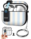 Picture of Joyleop for Airpods Pro 3 Case - with Safety Lock Cute Women Girl Girly Asethetic Pretty Design Hard Shock Protective Cover with Keychain for Airpods Pro 3rd Gerneration 2025,Stripes