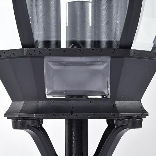 Image of Nuvo 60 /899, 3-Light Outdoor Post Lantern, Beveled Glass, Black
