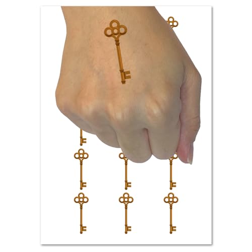 Vintage Skeleton Key Temporary Tattoo Water Resistant Fake Body Art