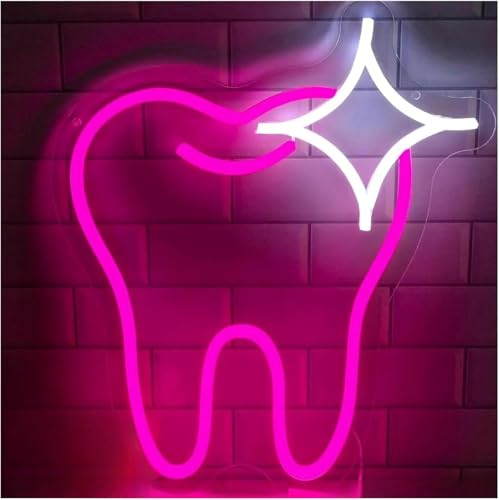 Néon décoratif pour les dents rose à luminosité réglable