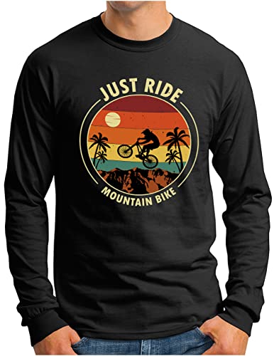 T-shirt MTB manches longues motif imprimé coucher de soleil rétro pour homme