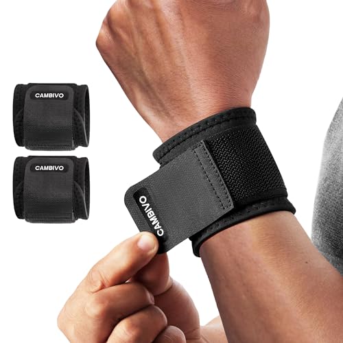 CAMBIVO Wrist Wraps for Men and Women 2 Pack, Adjustable Compression Wrist Brace for Carpal Tunnel, Wrist Support, Pain Relief, Lifting Straps Wrist Bands for Fitness, Weightlifting, Gym Workout