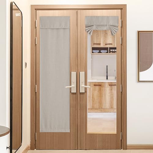 NICETOWN French Door Curtains for Window, Room Darkening Privacy Thermal Insulated Curtains for Kitchen, Farmhouse Linen Door Shade for Office, Tie Up Shades, 26 X 72 Inches, Angora, 1 Panel