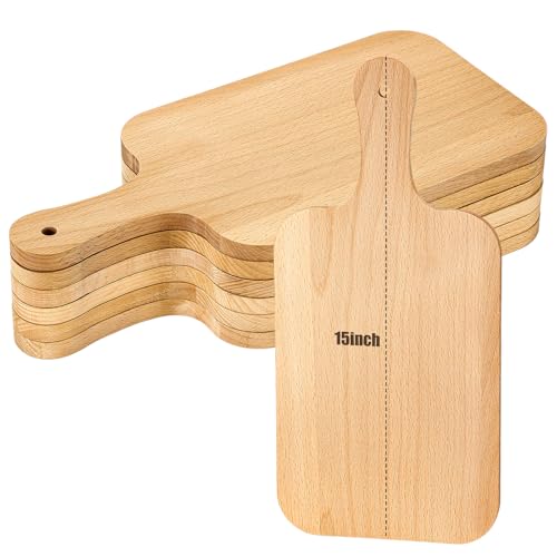 Lounsweer 6 Pcs Thicken Cutting Board Bulk Wood Board for Chopping Serving Charcuterie Material for Laser Engraving Mother' Day Wedding Housewarming Gift
