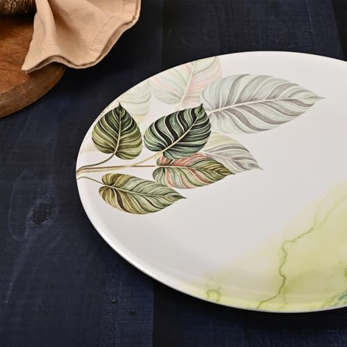 Image of Golden Fish 12 Pieces Dining Set for 4 | Full Plates with Veg Bowls & Eating Spoons Combo | Basic Dinnerware Set for Daily Meals | Lightweight, Easy to Use & Ideal for Home, Hostel & Gifting
