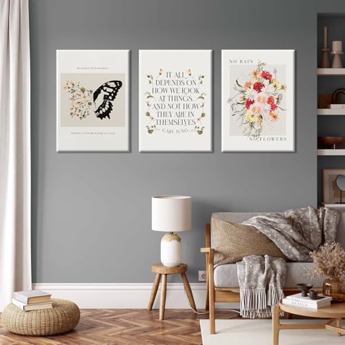 VVL 3Pcs Inspirational Quotes Wall Art for Office Mental Health Wall Art Motivation Painting Picture Wall Decor for School Office Treatment Room Home Decoration