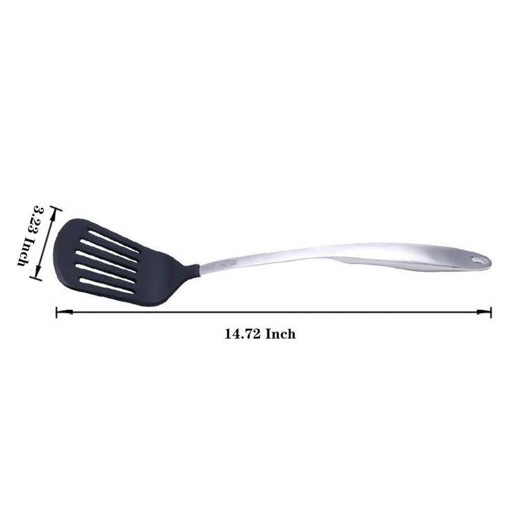 Espátula ranurada de nylon,Espátulas de acero inoxidable Agarre de goma para uso de cocina con mango resistente al calor
