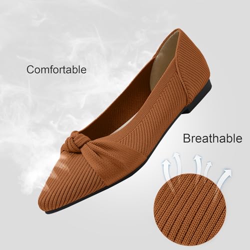 Image of TINGRISE Women's Flats Shoes Comfortable Dressy Pointed Toe Knit Washable Ballet Flat