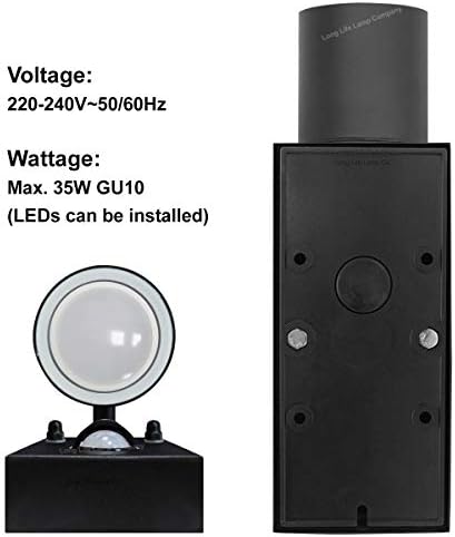 Black PIR Stainless Steel Double Outdoor Wall Light With Movement Sensor IP44 Up/Down Outdoor Wall Light
