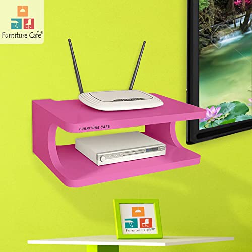 Furniture Cafe Set top Box Stand | WiFi Router Holder Wooden Wall Shelves | Setup Box Stand for Home | Wall Mount Stylish WiFi Router Holder TV Cabinet Living Room Furniture (Color-Pink) 6 41ILRo4aChL