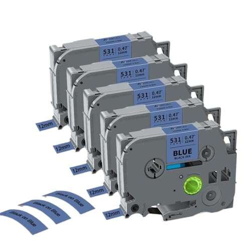 5 10pk TZE231݊̂郉xe[v12mm TZEzCgxe[vgpTZE231 TZE131 631 334 335 PTH110x[J[}Vp(5PK Black on Blue)