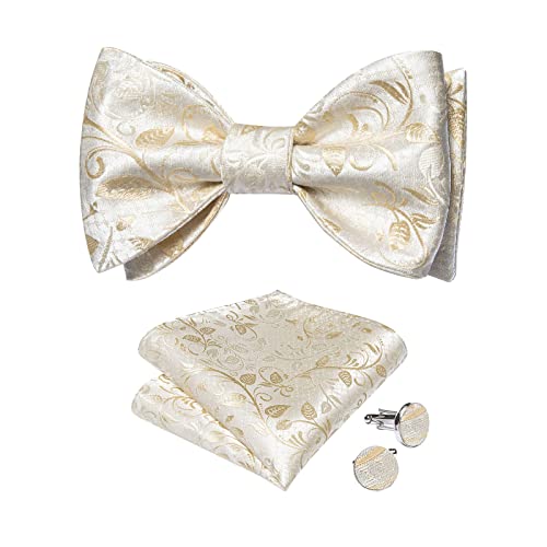 Image of DiBanGu Mens Silk Self Bow Tie Set 4PCS for Tuxedo Wedding