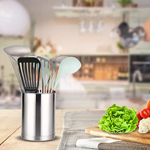 Ksendalo Steel Holder Utensil Crock 6.5Inch Tall,Utility Sturdy Heavy Large Utensils Holder Stainless Silverware Holder For Kitchen Home And Office #TOP1