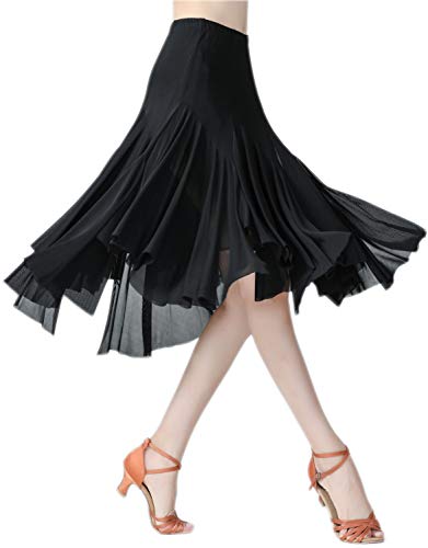 Cismark Elegant Ballroom Dancing Latin Dance Salsa Tango Swing Skirt For Women Black #TOP1