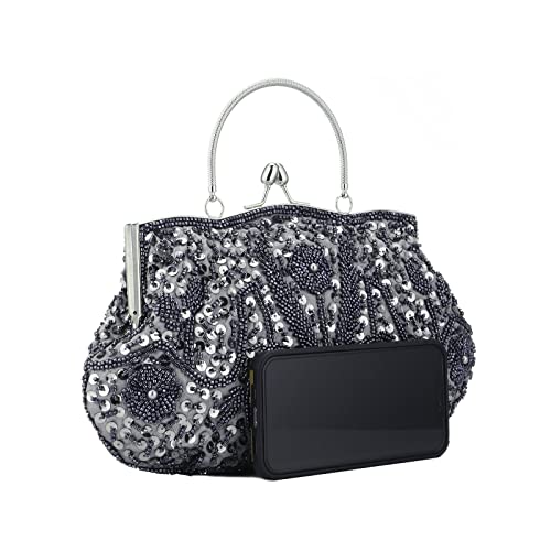 Vistatroy Floral Designer Evening Bag Beaded Sequin Design Vintage Kissing Lock Satin Clutch Purse Bag Wedding Party Clutch #TOP2