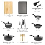 Ecolution Easy Clean Ceramic Nonstick Cookware Set, Dishwasher Safe Kitchen Pots and Pans Set, Comfort Grip Handle, Even Heating, Ultimate Food Release, 26-Piece, Black - Image 2