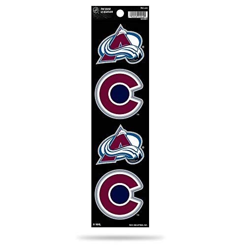 Rico Industries NHL Die Cut 4-Piece The Quad Sticker Sheet, Colorado Avalanche, 3 x 11.5-inches