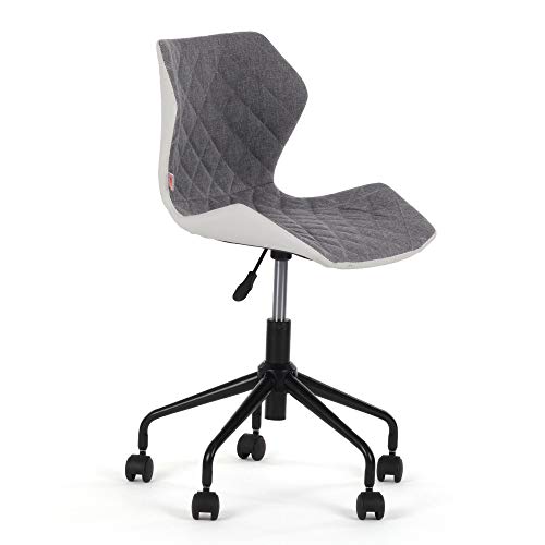 Preisvergleich Produktbild MY SIT Rollhocker Arbeitshocker Drehstuhl Bürostuhl Arbeitsstuhl Drehocker höhenverstellbar Kunstleder gepolstert mit Lehne INO Grau Weiss aus Kunstleder