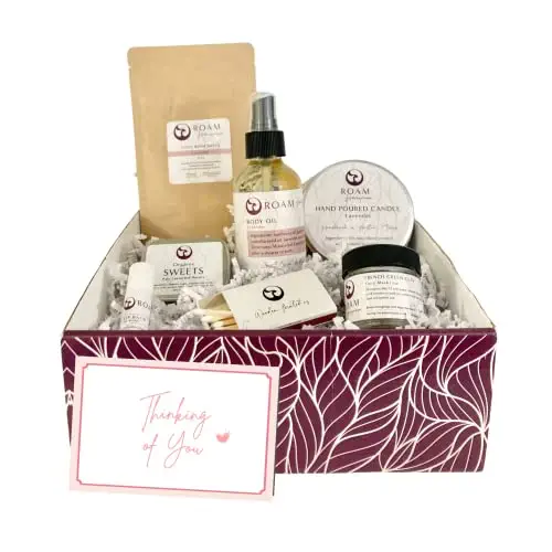 Thinking of You Lavender Spa Gift Basket for Woman, All Natural Vegan Gift Ideas, Bath and Body Set