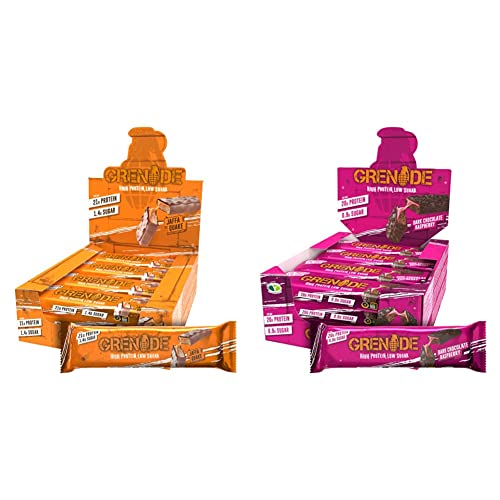 Grenade Carb Killa Hochproteinriegel, Jaffa Quake, 12 x 60g & Carb Killa Hochproteinriegel, Dark Chocolate Raspberry, 12 x 60g
