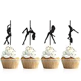 Donoter 48 Pcs Pole Dancing Cupcake Toppers Pole Dancers Cake Picks for Bachelorette Party Birthday Decorations