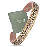 MagEnergy Handmade Copper Magnetic Bracelet for Men Women, 99.99% Pure Copper Cuff Bangle with 3500 Gauss Neodymium Magnets, Adjustable Men & Womens Twisted Inlaid Bracelet