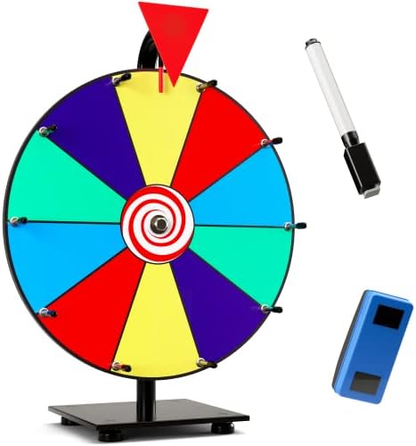 12 Inch Heavy Duty Spinning Prize Wheel - 10 Slots Color Tabletop Roulette Spinner Wheel of Fortune - Spin The Wheel with Dry Erase Marker and Eraser Win The Fortune Spin Game for Trade Show, Carnival