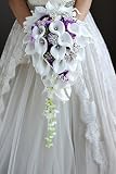 IFFO New Bridal Bouquet, Wedding Flowers, Calla Lilies, Artificial Flowers, Waterfalls, Water Drop S