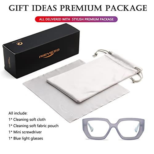 AIEYEZO Thick Frame Blue Light Glasses Men Women, Fashion Square Computer Eyeglass Anti Eyestrain & Prevent Headache (Cyan Blue) by AIEYEZO - Image 5