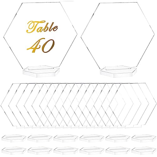 BAEAIEOU Transparentes Acryl-Tischschild mit Ständer, 50 Stück, Hochzeitstischnummernhalter, Tischdeko DIY-Blanko-Acrylplatte für Hochzeitsbankett, Veranstaltungen