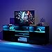Elibeauty LED TV Stand for TV, Modern TV Stand with LED Lights and High Glossy Cabinets, Game Console Entertainment Center with Storage Shelves and Media Layers for Living Room Bedroom (Black, 57inch)