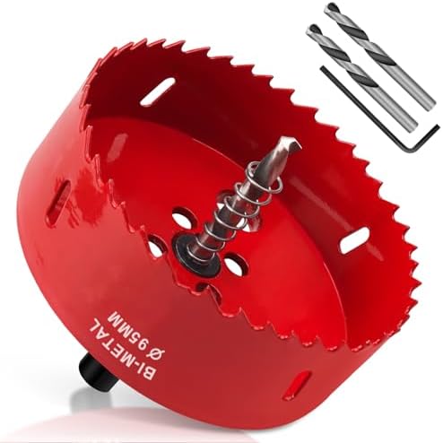 Yeepeo Lochsäge 95mm, Universal HSS M42 Bi-Metall Lochsägen 1 Stück | Lochkreissäge mit Sechskant-Schaft und Bohrer Lochbohrer Set, Bohrkrone für Holz, Rigips, Trockenbau, Kunststo