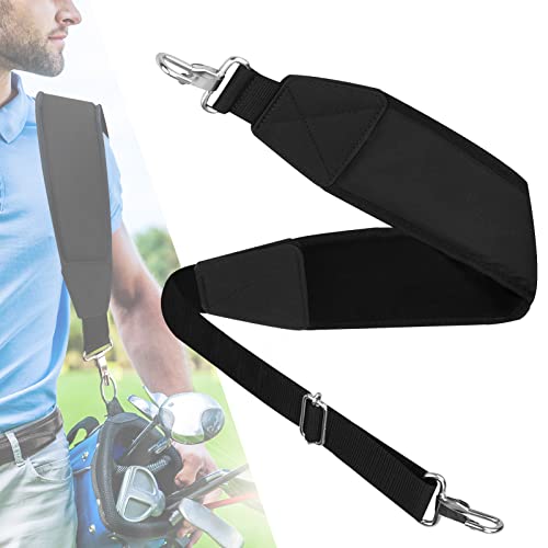 Big Teeth Tracolla per sacca da golf, imbottita, regolabile, universale, di ricambio, con 2 ganci in metallo inox, colore: nero