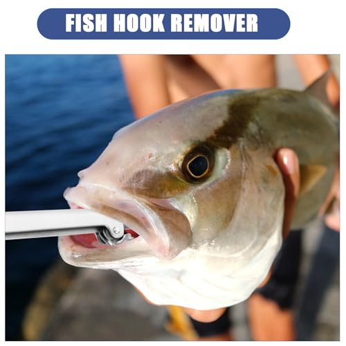 Heclia Fish Hook Remover Tool Stainless Steel Fishing Pliers with Strong Jaw Grip and Serrated Teeth Dehooker for Freshwater & Saltwater Fishing Essential Gear for Catch and Release