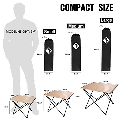 Villey Portable Camping Side Table, Ultralight Aluminum Folding Beach Table With Carry Bag For Outdoor Cooking, Picnic, Camp, Boat, Travel - Gold #TOP1