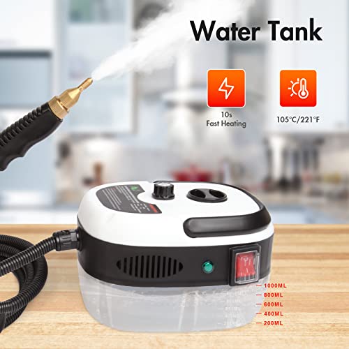 Steam Cleaners For Home Use, 2500W High Pressure Steam Cleaner With 6 Brush Heads, Towel, Sponge Handheld Steam Cleaner, High Temperature Fast Heating Steamer For Cleaning Kitchen,Bathroom(White) #TOP1