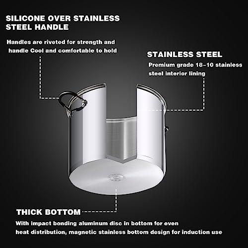 Cook N Home Professional Stainless Steel Stock Pot with Lid, Large Pot with Stay-Cool Handles, Cooking Pot for Pasta, Spaghetti, Compatible with Most Stovetops, Dishwasher Safe, 12-Quart by Cook N Home - Image 7