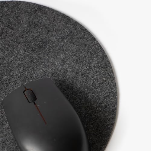 Image of Bellblock Mouse Pad | Computer Mouse Mat | Vegan PU Leather | Anti-Slip | Smooth Mouse Control | Spill-Resistant Surface | Blue & Tan | 22 x 22 cm (Pack of 1) (Felt, Round)