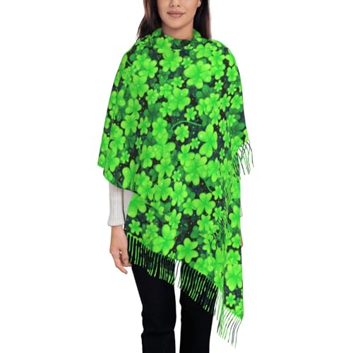 Cashmere Wool Scarf for Lady, Shamrock Wedding Party Lightweight Elegant Cozy Pashmina3