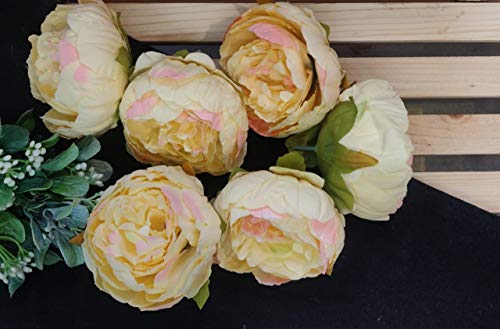 Image of SATYAM KRAFT 6 Pcs Artificial Fake Fabric Head Rose Flowers for Home Decoration, Gift, Christmas, Mandir Pooja Table, Cake Decor, Bouquet Making, Backdrop (Peach, 8 cm)(Fabric)
