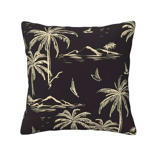 Evengigy Cojín decorativo con estampado de palmeras 50x50cm funda de almohada sofá lanza decoración fundas de almohada cuadradas