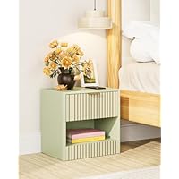Apetaccat Small Bedside Table,39x28x39cm, Farmhouse Wooden Bedside Cabinet with Drawer,Kids Bedside Table Nightstand for Bedroom,Living Room,Office,Green