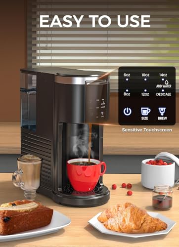 Image of Electactic Single Serve Coffee Maker, 2 in 1 Kcup Pod & Ground Coffee Brewer, 40 Oz Removable Water Tank, 5 Brew Sizes 6-14 Oz, Self-cleaning Fast Heating Coffee Machine for Home Office