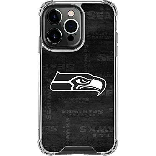 Skinit Clear Phone Case Compatible with iPhone 13 Pro - Officially Licensed NFL Seattle Seahawks Black & White Design