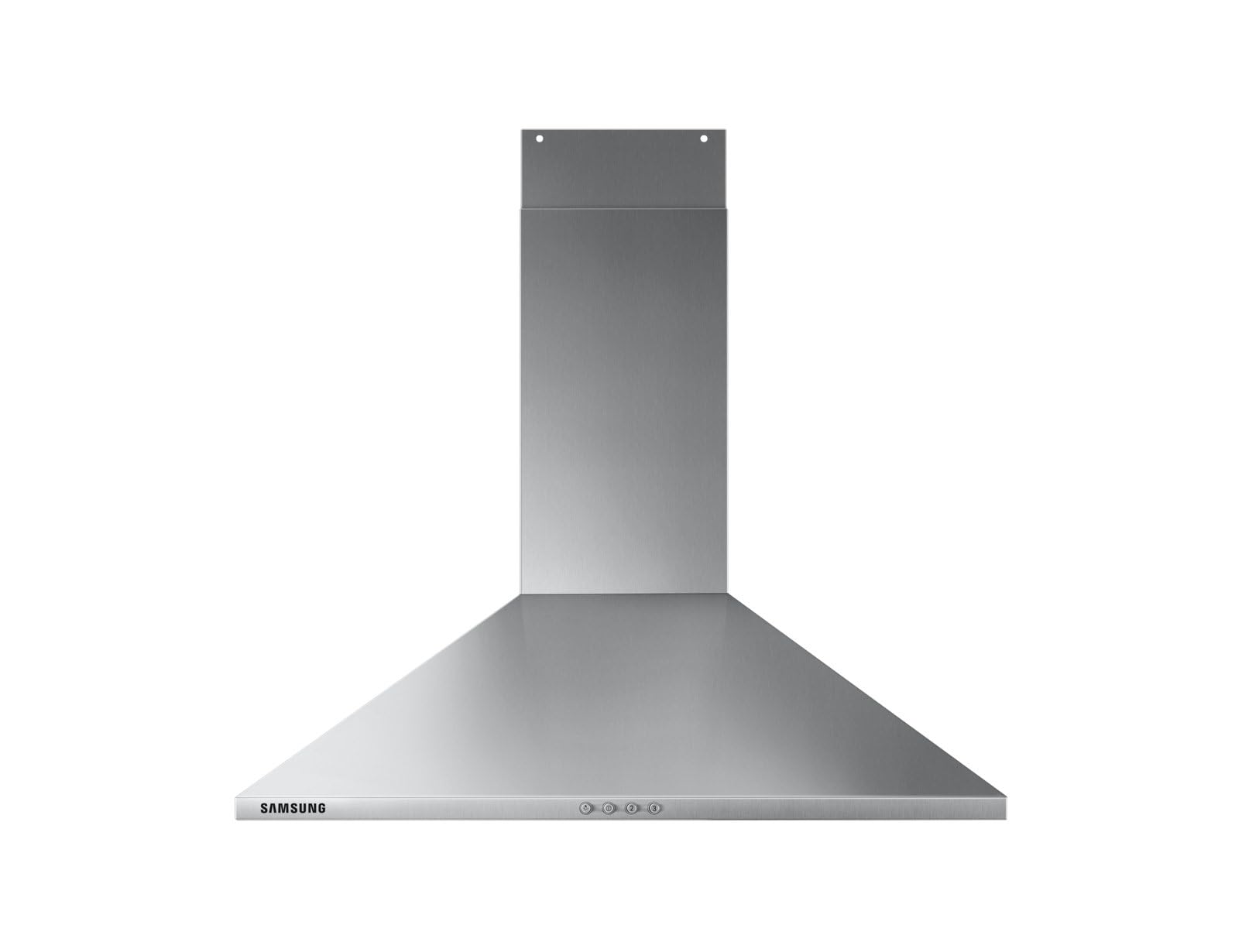 Dekoracyjny okap ścienny Samsung NK24M3050PS - Okap piramida - szerokość 60 cm - Maksymalny przepływ powietrza (w m3/h) : 560 - Poziom hałasu mini. / maxi. (w dBA): - / 66