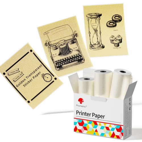 Phomemo Golden Self-Adhesive Thermal Paper, 50mm x 3.5m, 3-Rolls