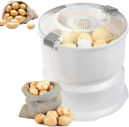 Pelador de Patatas Eléctrico Profesional, Pelador Verduras Automático 85W con Cesta, Capacidad 1kg Peeler One-Button para Cocina, Restaurante & Hogar