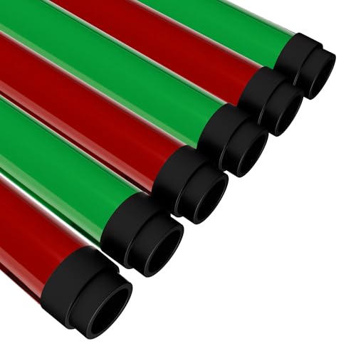 KastLite T8 LED/Fluorescent Light Tube Guard with End Caps - 46-3/8" Lamp Diffuser Covers & Safety Sleeves, Christmas Red/Green Protective Plastic Bulb Covering & Overhead Lighting Accessory, 24-Pack